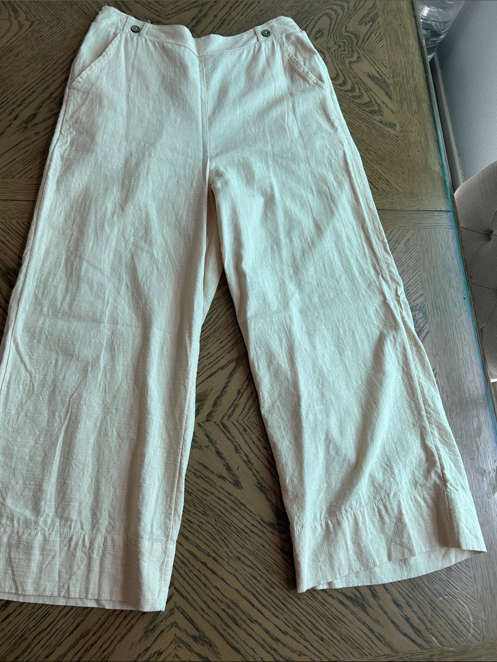 Roxy Wide Leg Pants in Light Pink/Cream